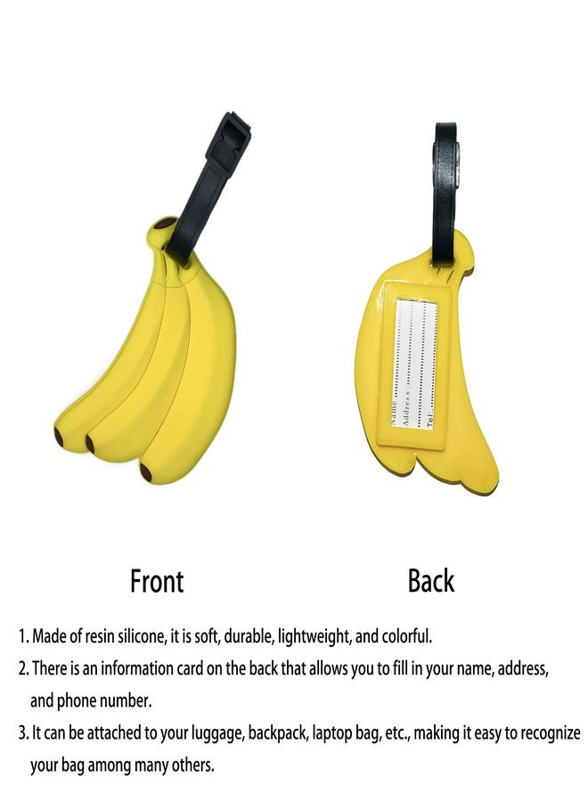 ANINIUCN Cute Funny Cartoon Banana Luggage Tag Silicone Durable ID Label for Suitcases and Kids Bags Ideal for Family Travel, Business Trip, School Trip, Holiday - Image 3